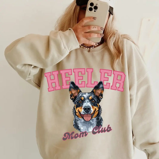 Blue Heeler Mom Club Sweatshirt ~ Sweatshirt Unisex Apparel Relaxed Fit Printed in the USA Clothing Womenswear Casual and Comfortable