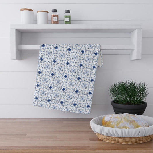 Blue Vintage European-Style Tea Towel, Elegant Hidden Fuck Trump Pattern, Subtle Political Home Decor, Feminist Gift, Anti-Trump Linensstyle{n002}2
