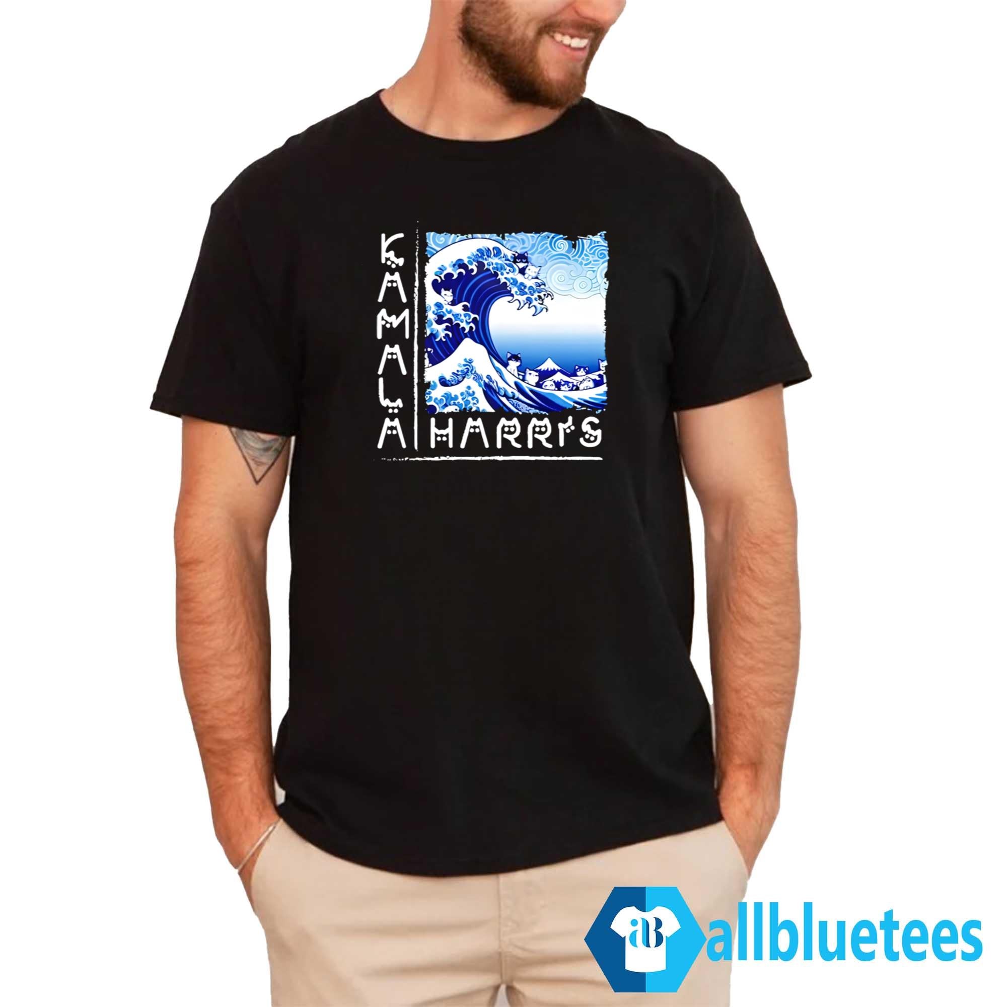 Blue Cats Wave Kamala Harris Cat Letterings Shirt