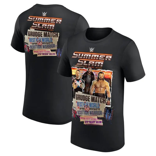 CM Punk vs Drew McIntyre Unisex 2 Sides Graphic T-Shirt, Aesthetic Grudge Match SummerSlam 2024 Shirt, WWE Professional Wrestler Fan Gift For Men Women Unisex Tee, Crew Neck SweatShirt, Hoodie, 100% Cotton, Black/White/Red/Navy/Blue, S-5XL
