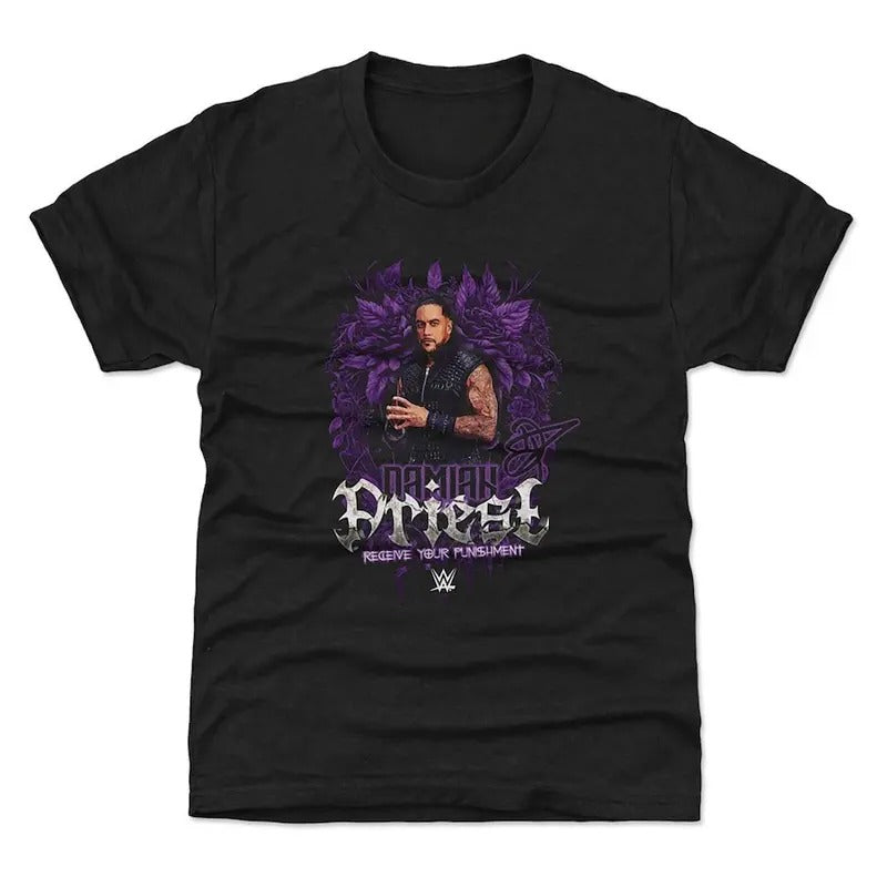 Black Damian Priest Receive Your Punishment T-Shirt, The Judgment Day Shirt, Professional Wrestler Fan Gift For Men Women Unisex Tee, Crew Neck SweatShirt, Hoodie, 100% Cotton, Black/White/Red/Navy/Blue, S-5XL