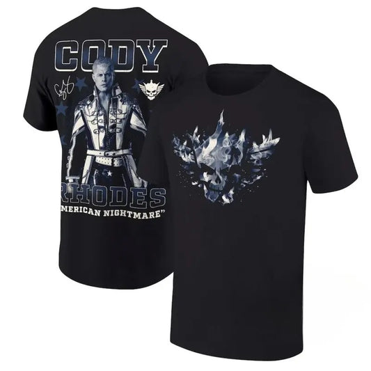 Cody Rhodes American Nightmare Unisex 2 Sides T-Shirt, Ripple Junction Cody Rhodes Blue Tonal Fire Shirt, WWE Professional Wrestler Fan Gift For Men Women Unisex Tee, Crew Neck SweatShirt, Hoodie, 100% Cotton, Black/White/Red/Navy/Blue, S-5XL