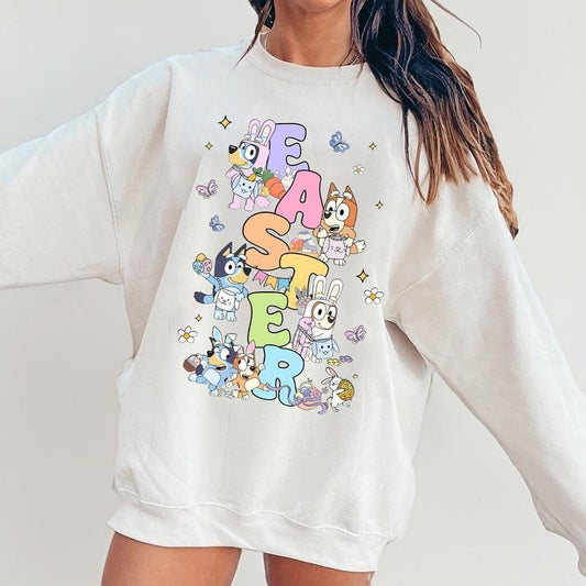 Bluey Bingo Happy Easter Shirt, Easter Dog Shirt, Bluey Easter day shirt, Bluey characters, Easter Vibes shirt, Easter Blue shirt Trendy Easter shirt, Bluey and Bingo tee, retro easter shirt, easter bunny shirt, Easter day Tee