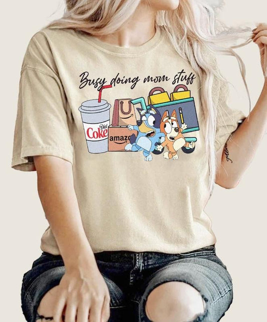 Bluey Busy Mom Shirt, Bluey Chili Bingo Family Matching Tshirt, Bluey Mother Day Gift For Her, Bluey And Bingo Couple Tee, Bluey Trending Shirt, chilli heeler shirt, Bluey Bingo Shirts, Gift For Mom