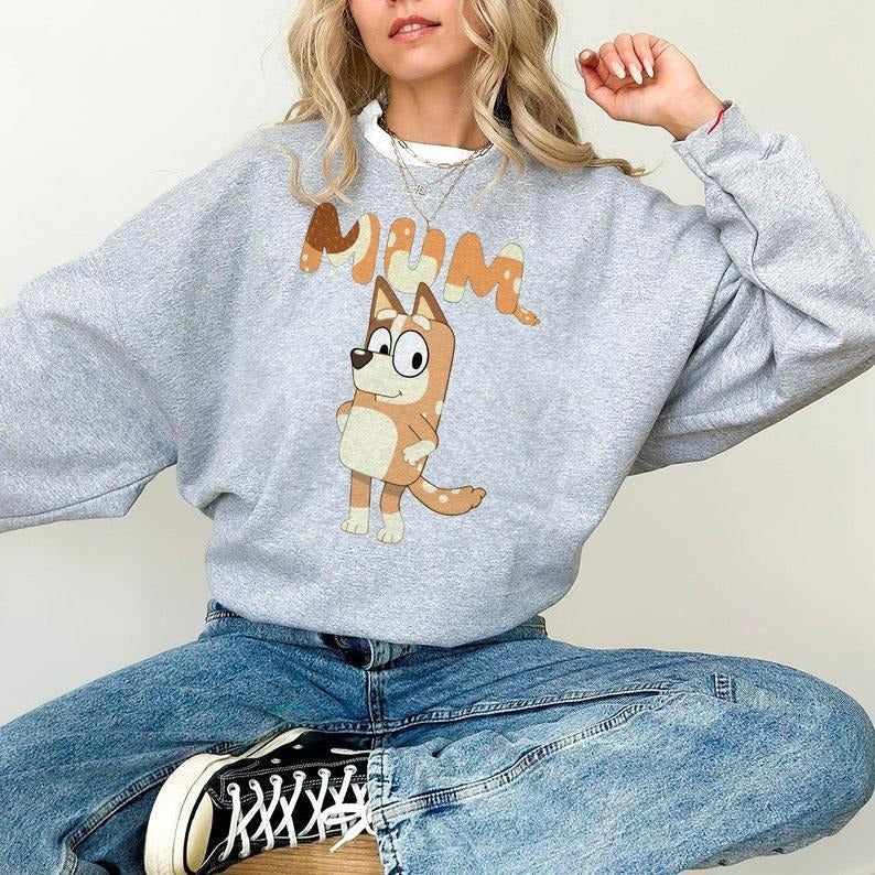 Bluey Mom Era Sweatshirt, Bluey Family Shirt, Retro Chilli Heeler, Mum Mother day,  Shirts Gift for Mom Hoodie and Sweater; T-shirt Cotton Womenswear Light Polyester
