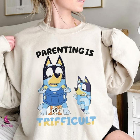 Bluey Parenting Is Trifficult Shirt | Bluey Shirt | Bluey Bandit Heeler Shirt | Bluey Family Shirt | Cool Dad Club Shirt | Trending Bluey Shirt