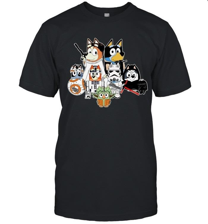 Bluey Star War Shirt-Unisex T-Shirt,  Fusion of alternative fashion and music culture, Embrace rebellion with iconic imagery.