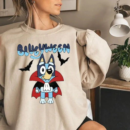 Blueyween Halloween Sweatshirt, Bluey Family Shirt, Spooky Season Sweatshirt, Halloween Shirt, Trick or Treat, Halloween Gift For Herstyle{n002}2