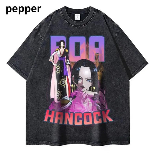 Boa Hancock Vintage Graphic T-shirt, One Piece's , Pirate Empress, One Piece Shirt, Anime Shirt, boyfriend gifts, Streetwear Shortsleeve Menswear Top