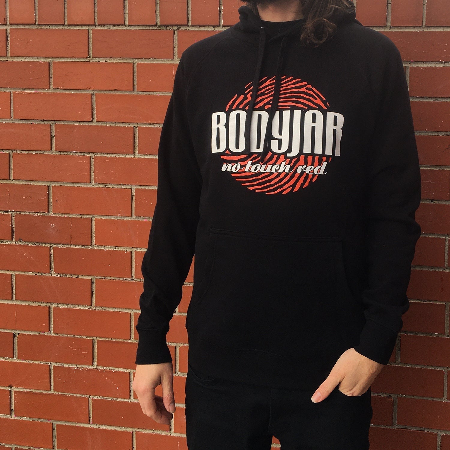 No Touch Red Pullover Hoodie (Black) T-Shirts, Sweatshirt | CoreVibeTees.com (Image 2)