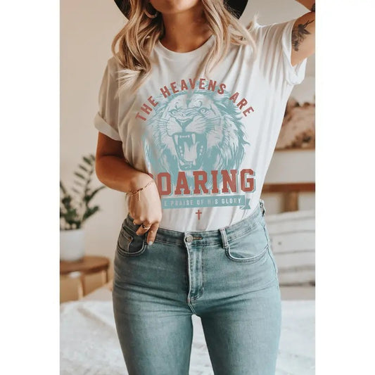 Boho Christian Shirts The Heavens Are Roaring Christian TShirts Bible Verse Shirt Trendy Christians T Shirts Cotton Top