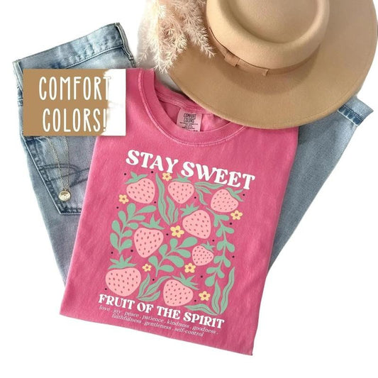 Boho Christian Strawberry Shirt Fruits of the Spirit Bible Verse Shirt Retro Jesus Apparel Cottagecore Top Floral Comfort Colors Graphic Tee