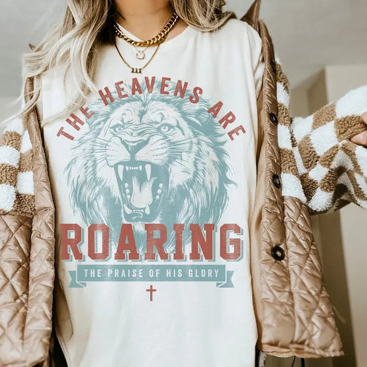 Boho Christian T-Shirt, The Heavens Are Roaring Christian Sweatshirt, Bible Verse Shirt, Trendy Christians T Shirts, Jesus Apparel, Faith Based Womenswear Tee