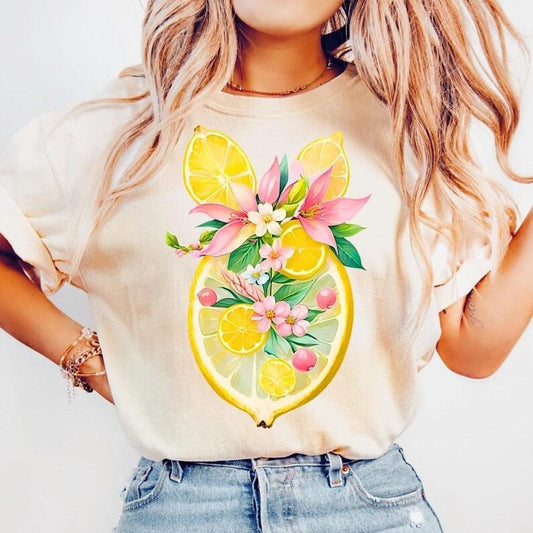 Boho Lemon Coquette Preppy Lemon Lemon Bow Summer Lemon Floral Lemon Retro Summer Girly Aesthetic T-Shirt