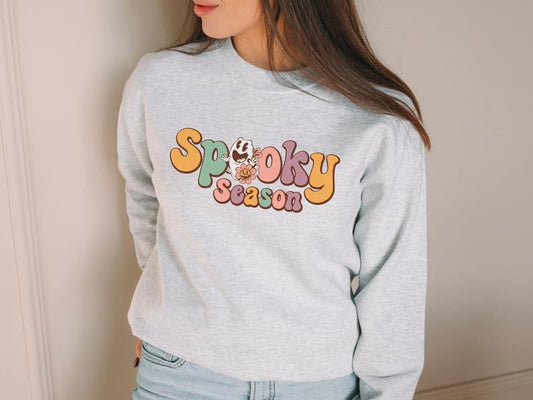 Boho Spooky Season Sweatshirt, Unisex Halloween Sweatshirt, Cute Halloween Sweatshirt, Ghost & Spooky Season Sweatshirt