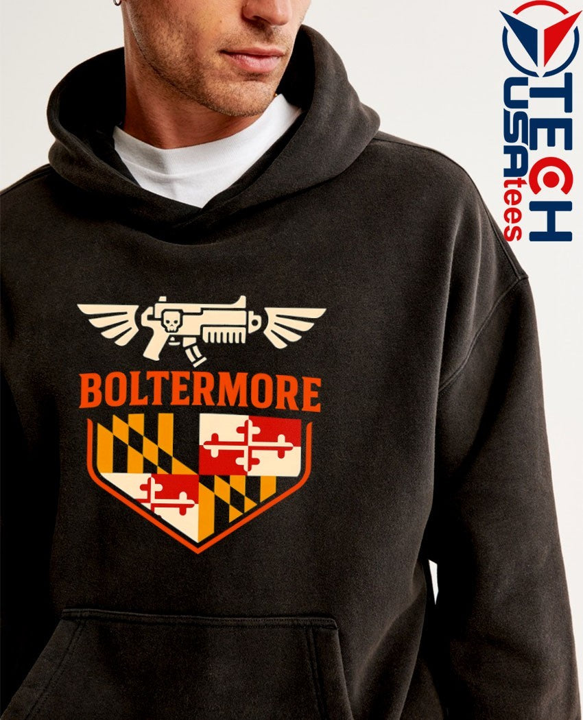 Boltermore Warhammer X Maryland flag logo shirt
