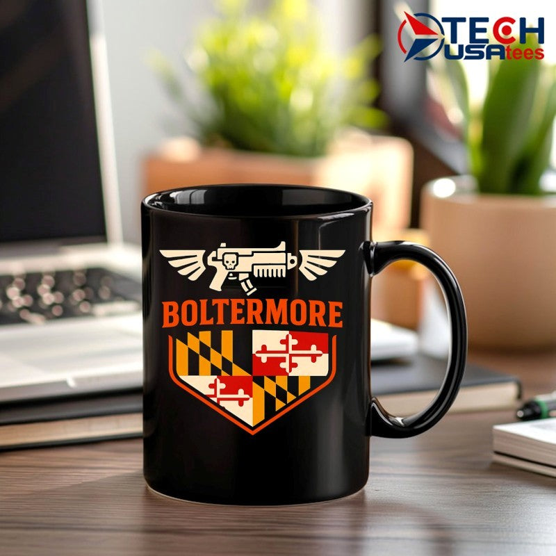 Boltermore Warhammer X Maryland flag logo shirt
