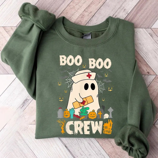 Boo Boo Crew Sweatshirt, Nurse Halloween Sweatshirt, Ghost Nurse Shirt, Retro Halloween Nurse, Spooky Nurse, Ghost Nurse Halloween Sweatshirt, Boo Nurse Sweater, Nurse Halloween Gift Shirt