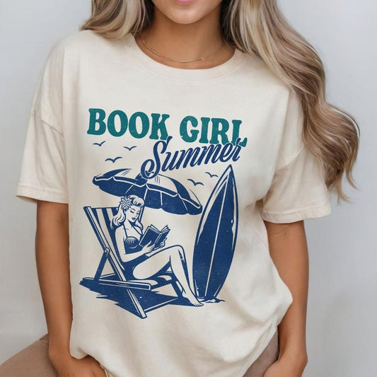Book Girl Summer Shirt, Shirt For Women, Summer Shirts, Gift For Book Lover, Beach Book Lover Shirt, Funny Reader Tee, Summer Bookish T-shirt, Women's Tops, Bookish Vacation Shirt, Beach Shirt For Her, Funny Book Lover Shirt