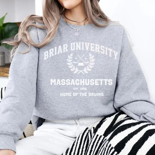 BookTok Off Campus Briar Uni Sweatshirt, Perfect For Bookworms, Romantasy Hoodie, Spicy Book Club Merch, Morally Grey, Bookish Clothing, Tbr Unisex Soft Comfort Crewneck Pullover Long Sleeves Graphic Fabric Sweater