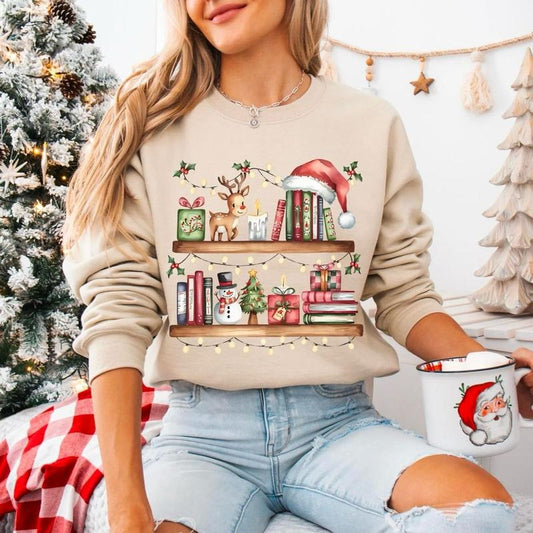 Bookish Christmas Sweatshirt, Book Lover Holiday Shirt, Cozy Bookworm Christmas Sweater, Reading Christmas Hoodie, Librarian Shirt, Bookish Sweatshirt, Book Lover Christmas Gift