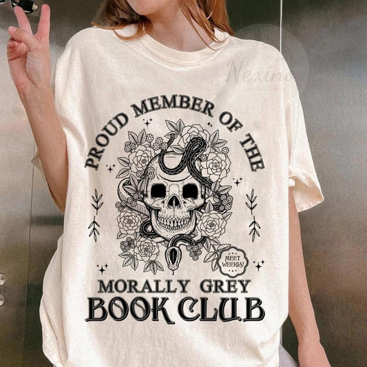 Bookish Merch Morally Grey Book Club Shirt- Book Lover Gift, Funny Reading Shirt, Smut Reader Spicy Books Tee Dark Romance, Booktok T-Shirt