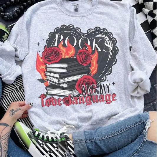 Books Are My Love Language - Ash Grey - Sublimation-  - Unisex Jersey Sweatshirt
