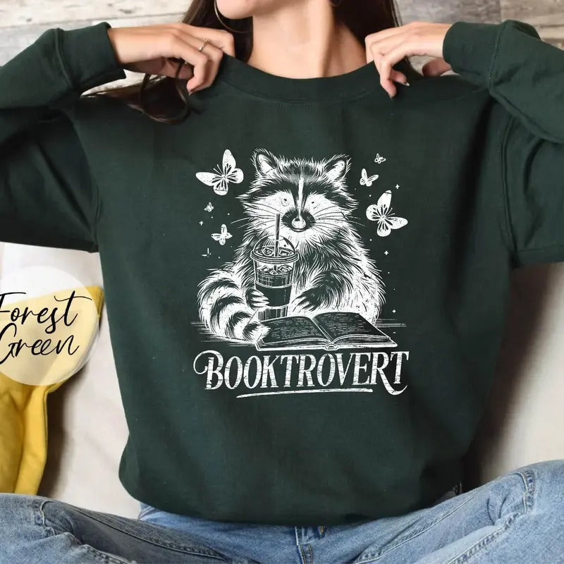Booktrovert Sweatshirt, Book Lover Gifts, Reading Sweater, Raccoon Sweatshirt, Funny Raccoon Sweater, Bookish Sweatshirt