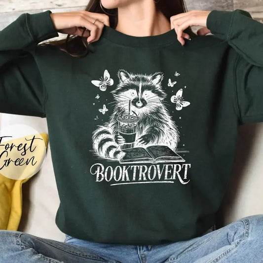 Booktrovert Sweatshirt, Book Lover Gifts, Reading Sweater, Raccoon Sweatshirt, Funny Raccoon Sweater, Bookish Sweatshirt