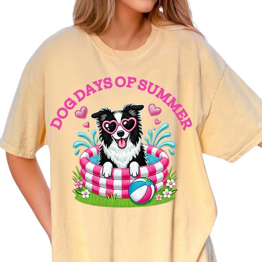 Border Collie Dog Days of Summer Shirt ~ Unisex Apparel Relaxed Fit Printed In The USA Clothing Womenswear Casual Comfort Cotton Top Athletic Boho Chic
