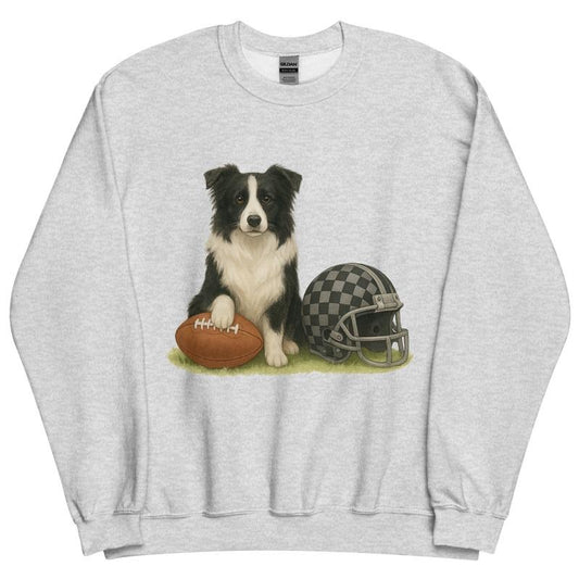 Border Collie Football Sweatshirt - Unisex Apparel Relaxed Fit Printed In The USA Clothing Womenswear Casual Comfort Cotton Top Athletic Boho Chic