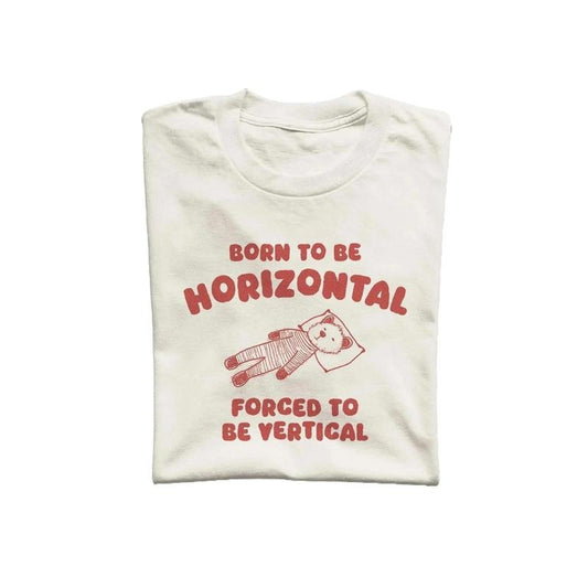 Born To Be Horizontal Unisex T Shirt, Vintage Drawing Tee, Weird T-Shirt, Graphic Tee