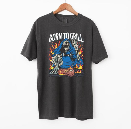 Born To Grill Skeleton T-Shirt, Vintage 90s Comfort Colors Graphic Tee, Tuff Meme Graphic Tshirt, Funny Shirts