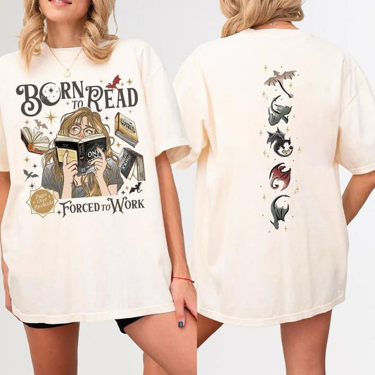 Born To Read Forced To Work Fourth Wing Shirt, Onyx Storm Shirt, Bookish Sweatshirt, Fantasy Book Shirt, Booktok Shirt. Book Lover Tee