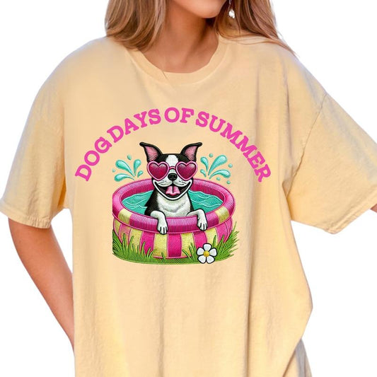Boston Terrier Dog Days of Summer Shirt ~ Unisex Apparel Relaxed Fit Printed In The USA Clothing Womenswear Casual Comfort Cotton Top Athletic Boho Chic