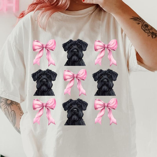 Bouvier des Flandres with bows Shirt~ Unisex Apparel Relaxed Fit Printed In The USA Clothing Womenswear Casual Comfort Cotton Top Athletic Boho Chic