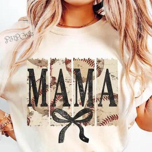 Bow Baseball Mama TShirt, Unisex cotton Tshirt for Mom, Happy Mother day