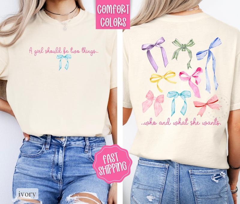 Bow Shirt Comfort Colors, Coquette Tshirt, Women's Graphic Tee
