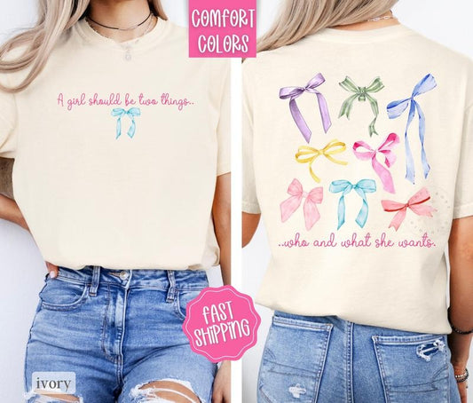Bow Shirt Comfort Colors, Coquette Tshirt, Women's Graphic Tee