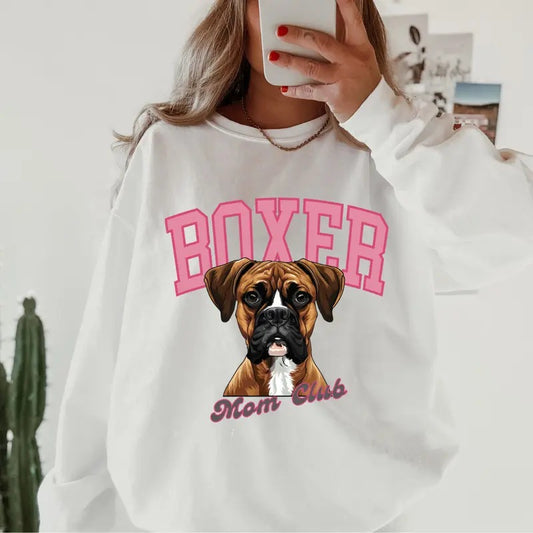 Boxer Mom Club Sweatshirt ~ Sweatshirt Unisex Apparel Relaxed Fit Printed in the USA Clothing Womenswear Casual and Comfortable