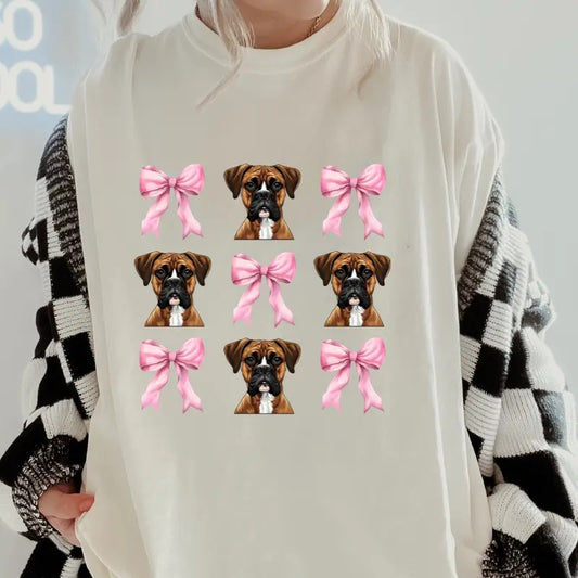 Boxer and bows Shirt ~ Unisex Apparel Relaxed Fit Printed In The USA Clothing Womenswear Casual Comfort Cotton Top Athletic Boho Chic