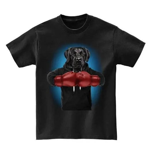 Boxing Black Labrador Dog, Martial Arts Warrior - Short Sleeve Unisex, Men, Women, Youth T-Shirt Made in USA