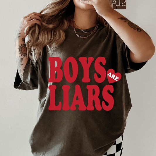 Boys are Liars Valentines day Shirt~ Unisex Apparel Relaxed Fit Printed In The USA Clothing Womenswear Casual Comfort Cotton Top Athletic Boho Chic