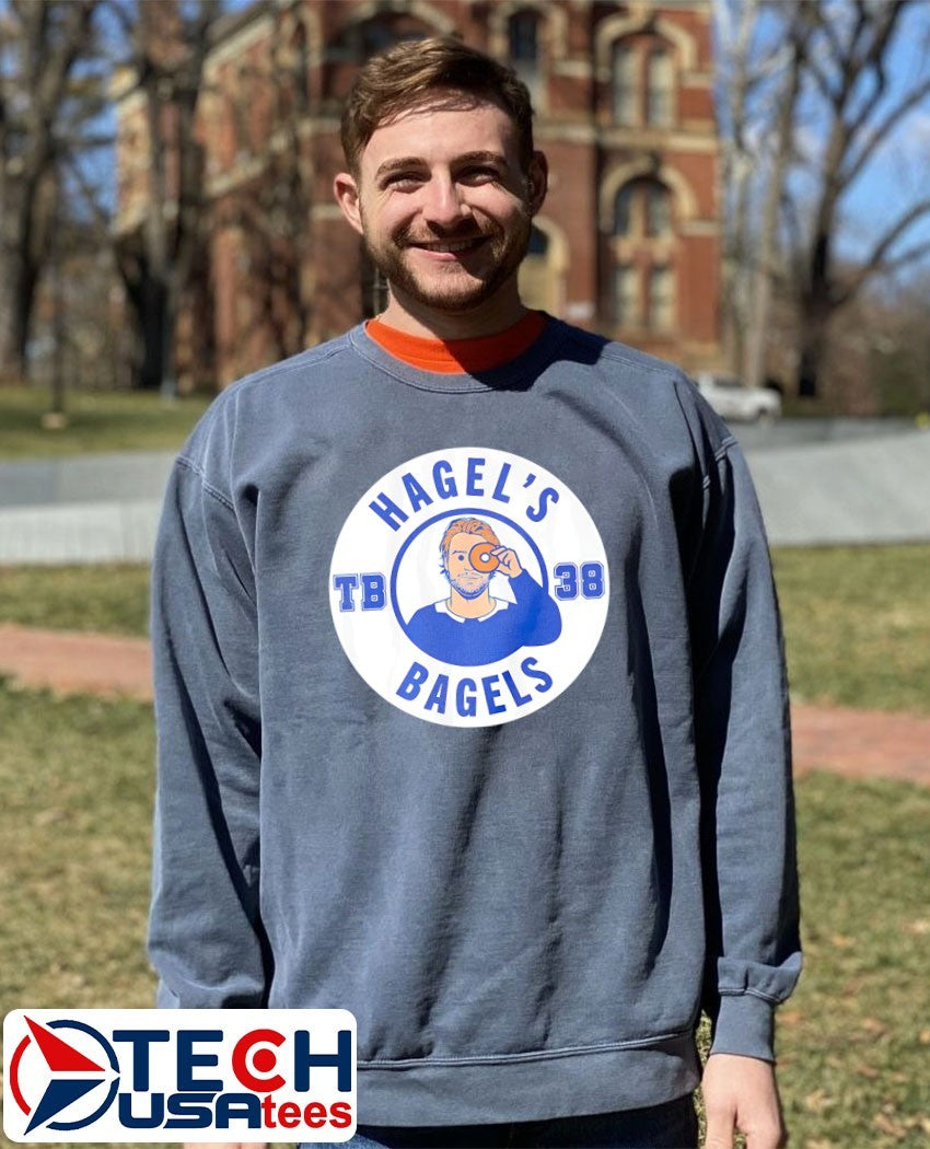 Brandon Hagel’s Bagels TB 38 logo shirt