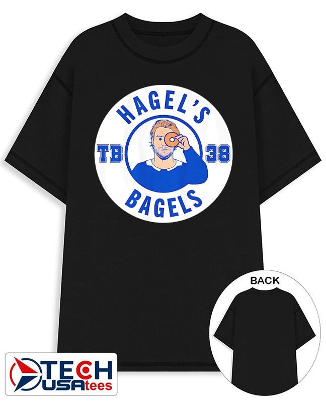 Brandon Hagel’s Bagels TB 38 logo shirt