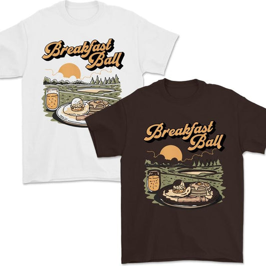 Breakfast Ball T-Shirt Full Color for Men and Women, Unisex T-Shirt