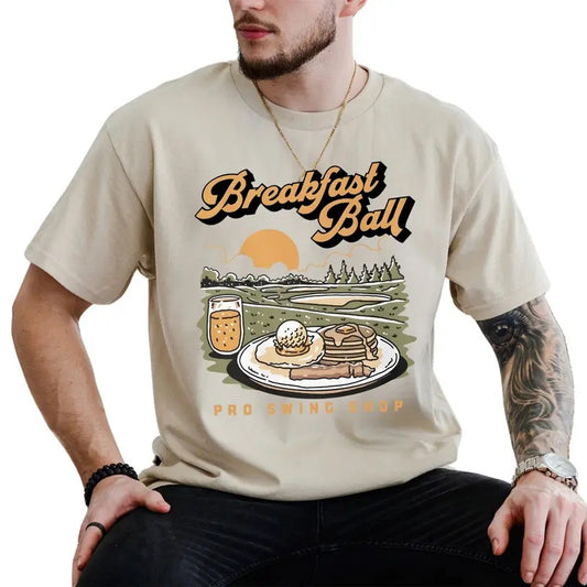 Breakfast Ball T-Shirt, Funny Golf Shirt, Soft Cotton Fabric, Unisex Casual Tee, Golfer Gift, Comfortable Everyday Wear