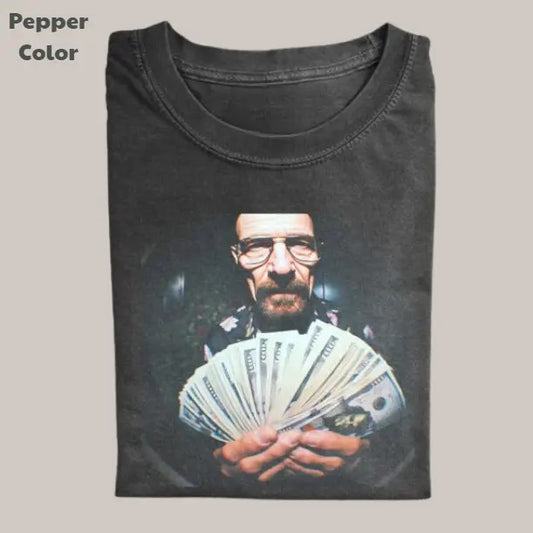 Breaking Bad Vintage Graphic Tee, Walter White Dollar T-Shirt, Unisex Meme Cringe Funny Dumb Shirt, Menswear Womenswear Streetwear