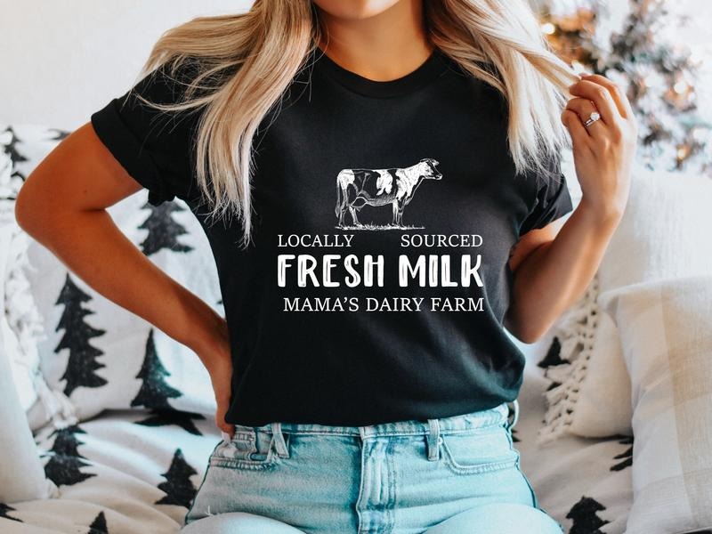 Breastfeeding Shirt, Locally Sourced Fresh Milk T-shirt, Mama's Dairy Farm Short Sleeve, Breast Feeding Tee, New Mom Gift...