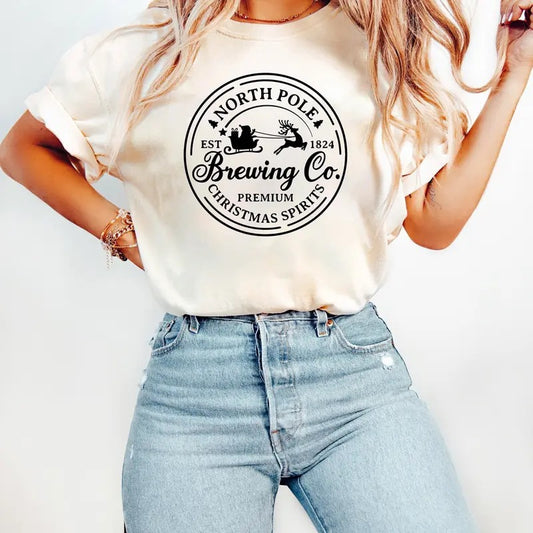 Brewing Co North Pole Sweatshirt, Womens Christmas Sweater, Xmas Christmas Crewneck, Xmas Holiday Sweatshirt, Winter Sweatshirt, Christmas Gift Shirt